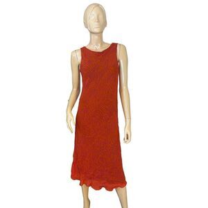 Vintage Pink and Orange Patterned High Neck Maxi Dress